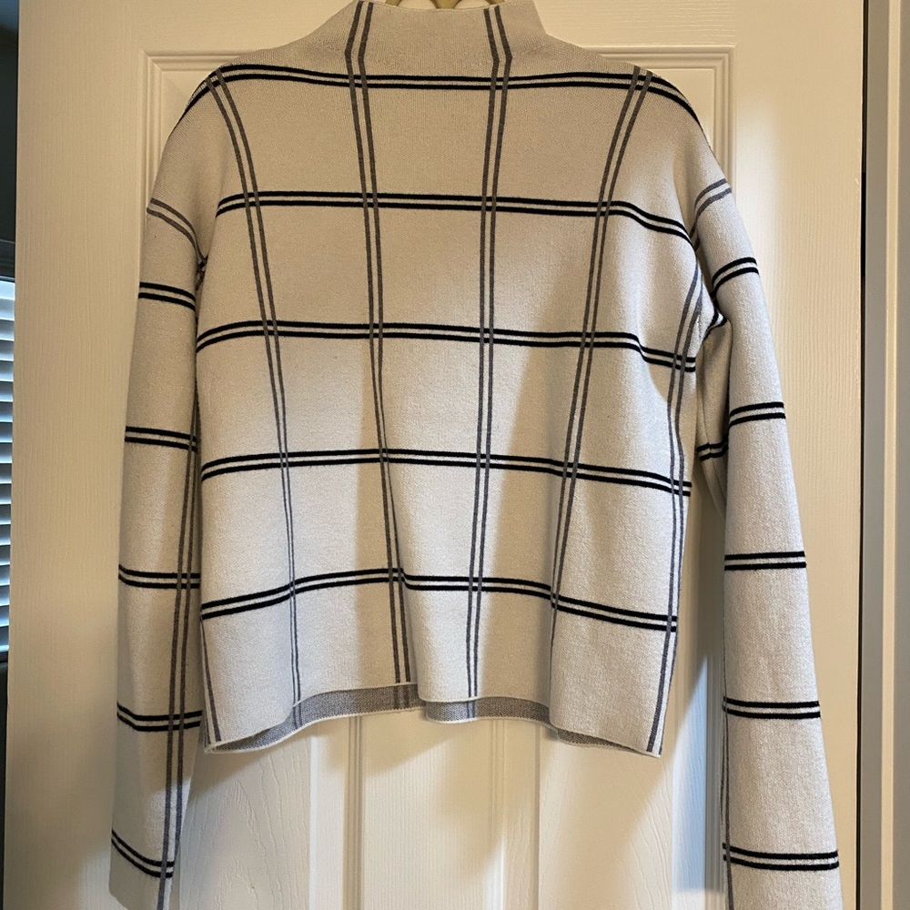 Max Studio Cream and Black Cowl Neck Sweater Medium